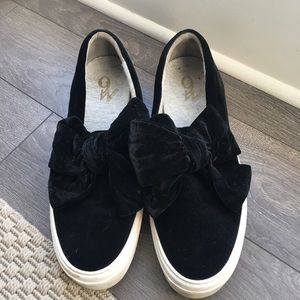 Black and white loafers